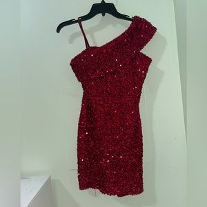 Red Sequins Mini Dress